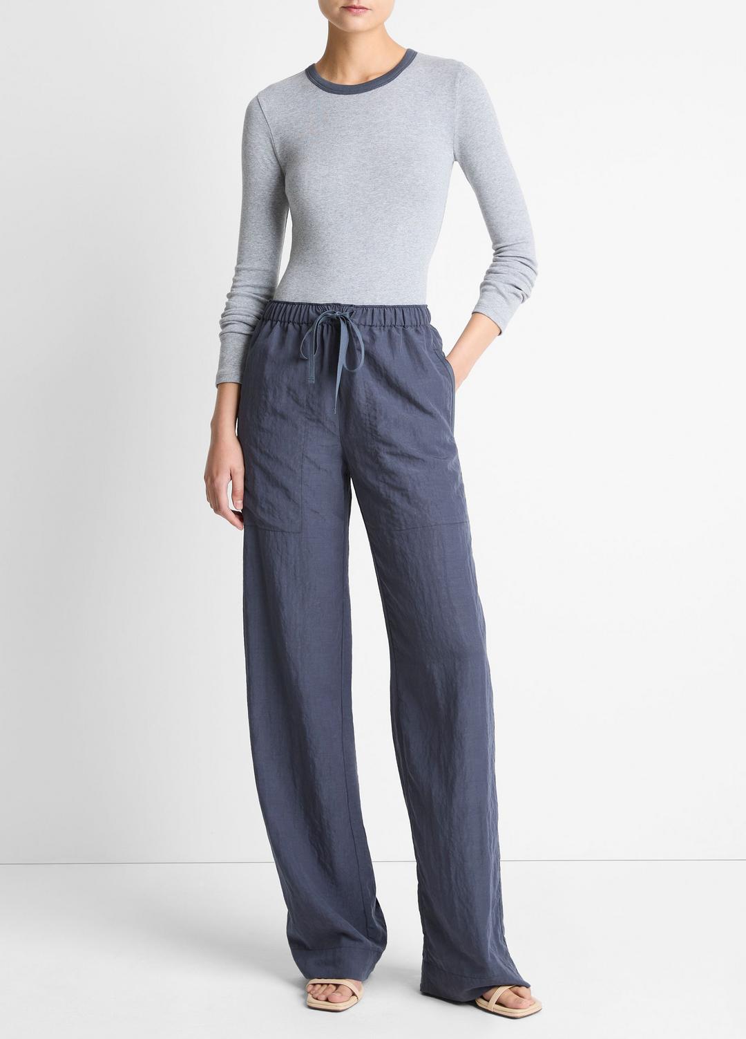 Tipped Heathered Pima Cotton-Blend Long-Sleeve T-Shirt in Long Sleeve HEATHER THISTLE COMBO | VINCE Women