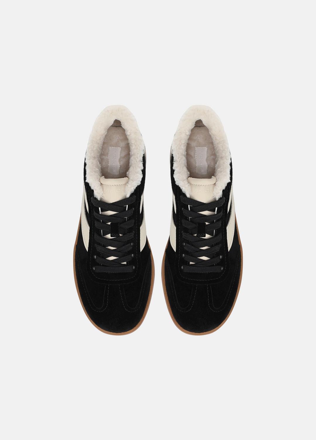 Oasis Suede & Shearling Sneaker in Sneakers BLACK | VINCE Women