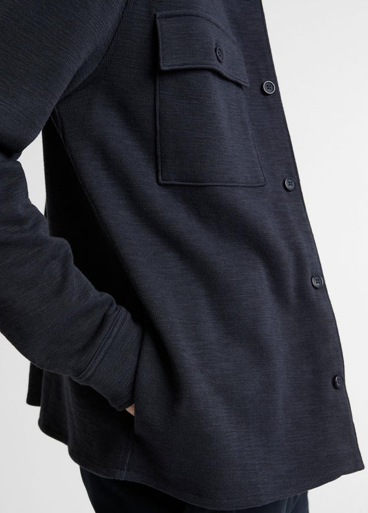 Double-Slub Cotton-Blend Shirt Jacket in Jackets COASTAL BLUE | VINCE Men