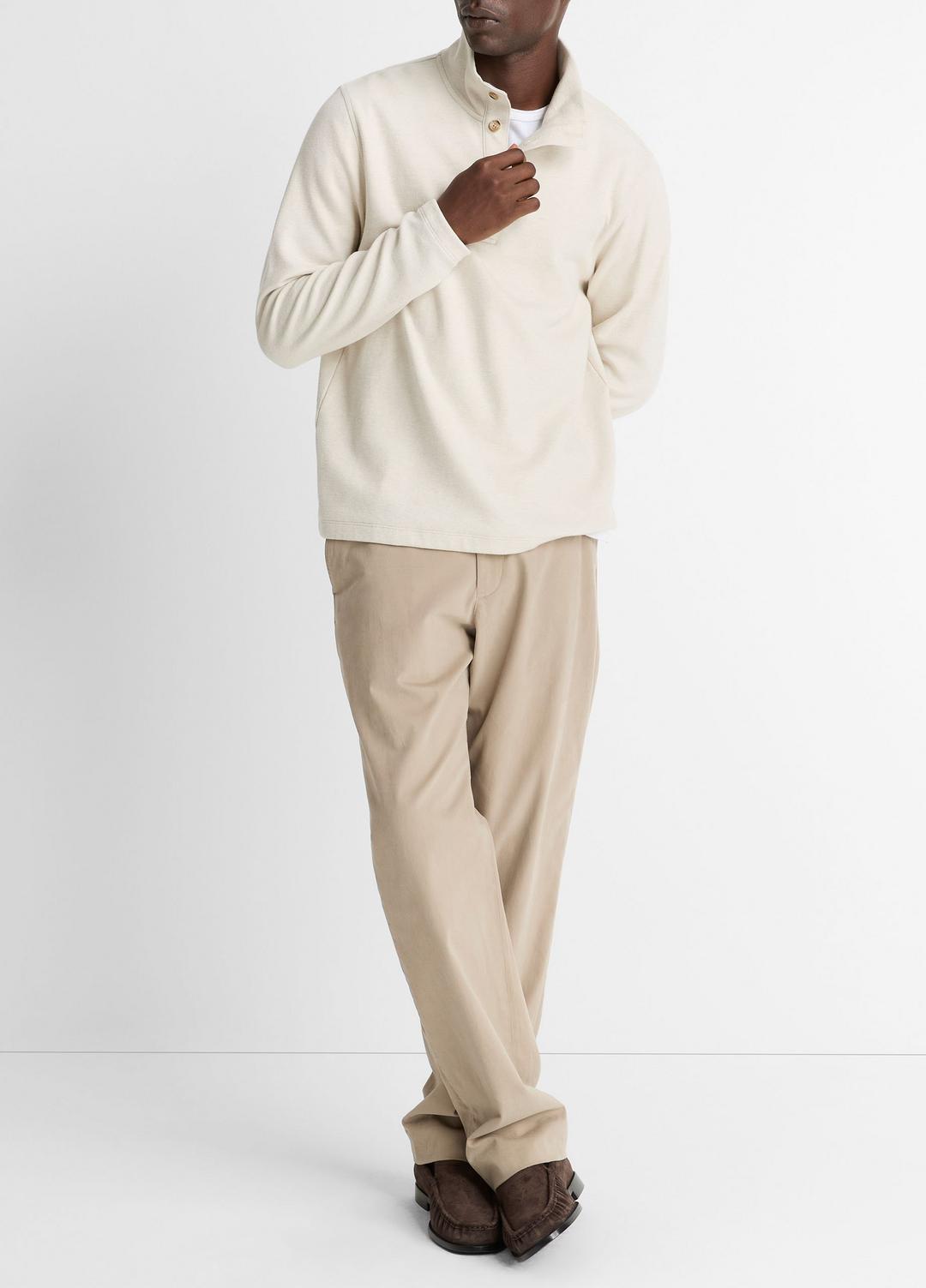 Cotton Button Mock-Neck Pullover in Sweatshirts & Hoodies HEATHER BONE | VINCE Men