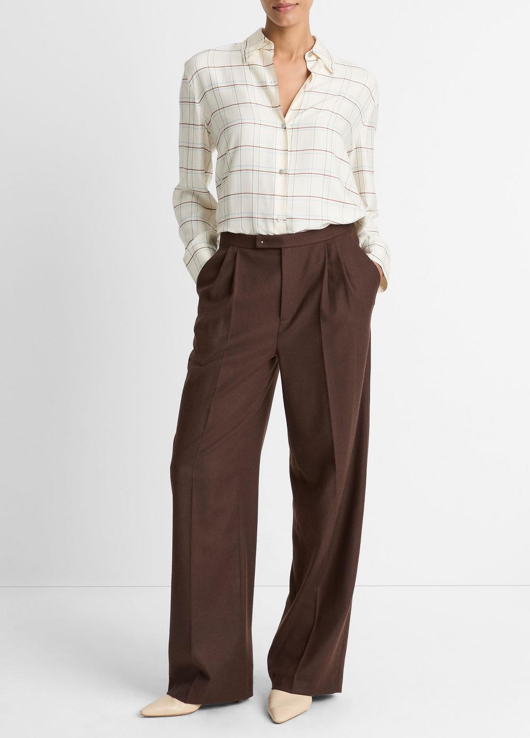 Checked Plaid Button-Front Shirt in Shirts & Tees CREAM MULTI | VINCE Sale