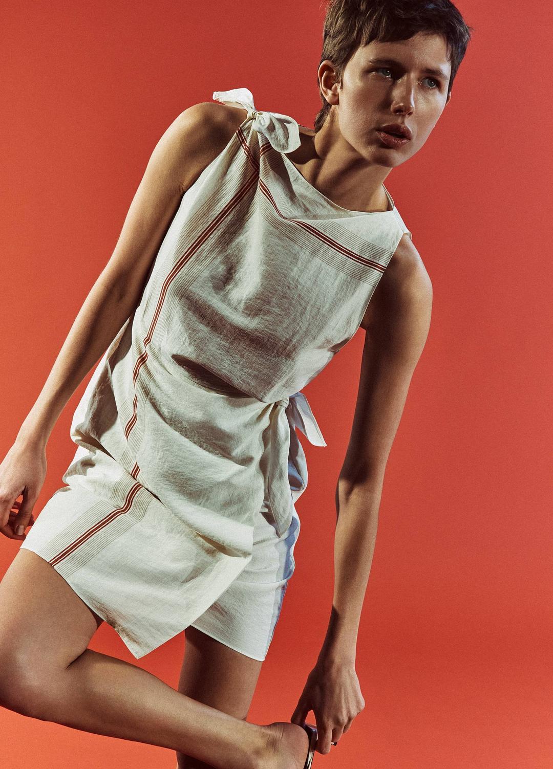 Handkerchief-Stripe Wrap Dress in Dresses & Skirts OAT SHELL/BRICK ROSE | VINCE Sale