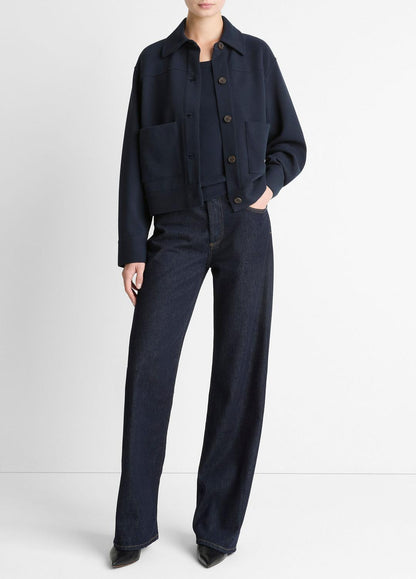 Double-Face Cropped Jacket in Jackets COASTAL BLUE | VINCE Women