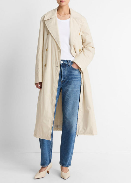 Padded Cotton Long Coat in Coats WHITE TEA | VINCE Women