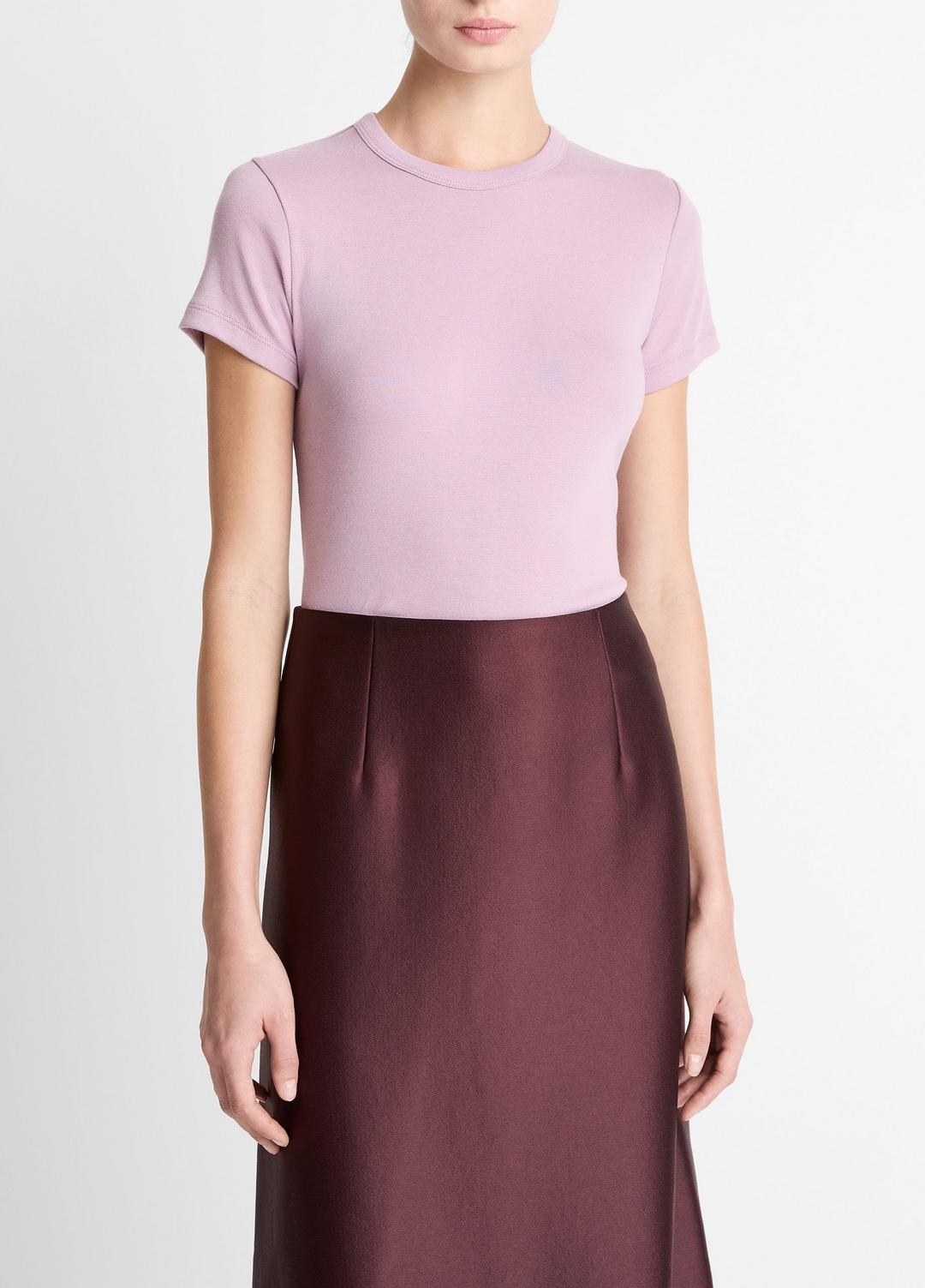 Pima Cotton-Blend '90s Shrunken T-Shirt in Short Sleeve AMETHYST | VINCE Women
