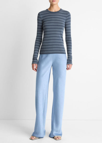 Striped Pima Cotton-Blend Long-Sleeve T-Shirt in Long Sleeve AZURA COMBO | VINCE Women