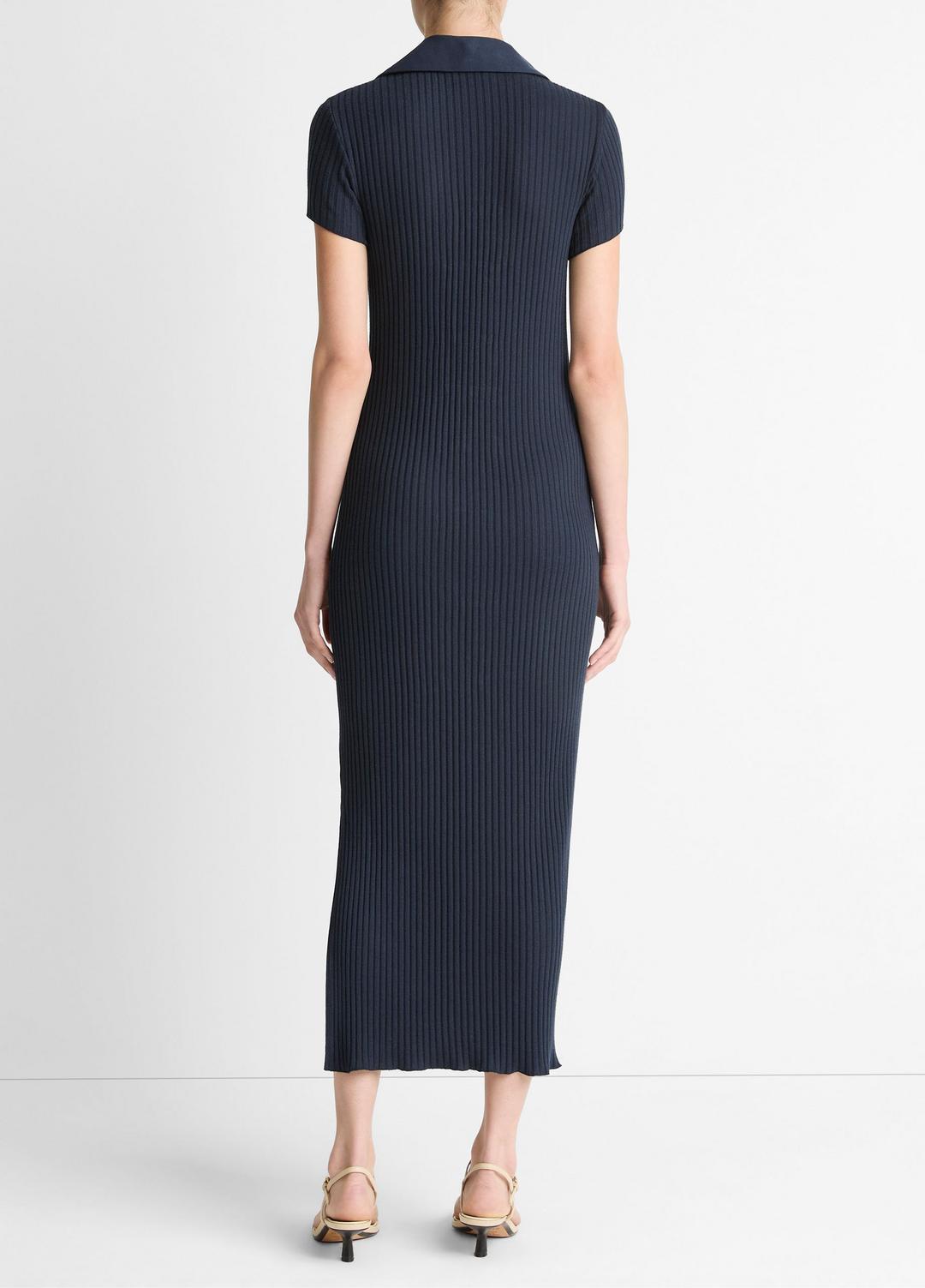 Ribbed Cotton-Blend Polo Dress in Dresses COASTAL BLUE | VINCE Women