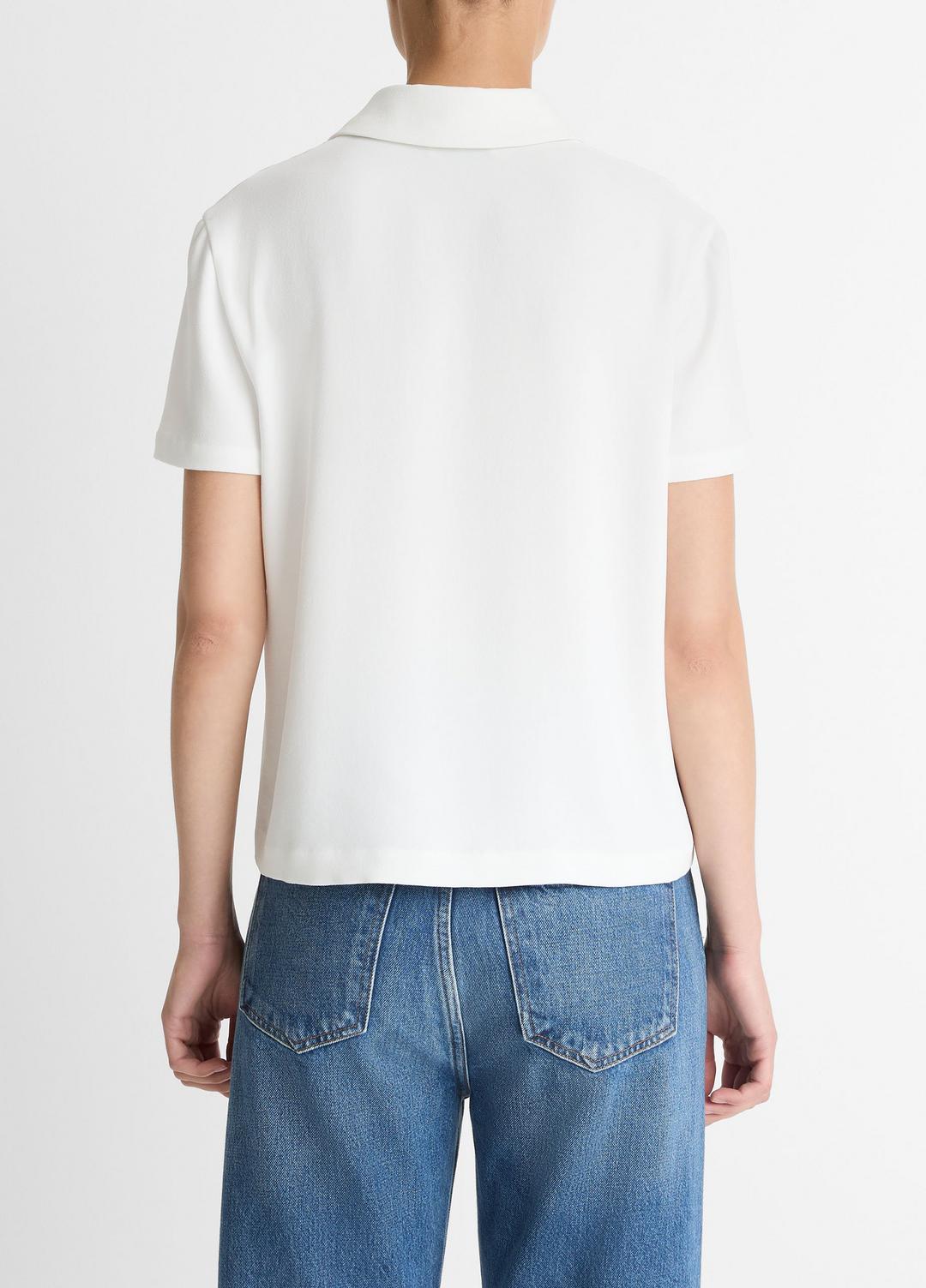 Crepe Polo Shirt in Short Sleeve OFF WHITE | VINCE Women