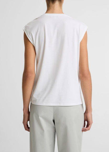 Pima Cotton-Blend Draped Relaxed Top in Tank Tops OPTIC WHITE | VINCE Women