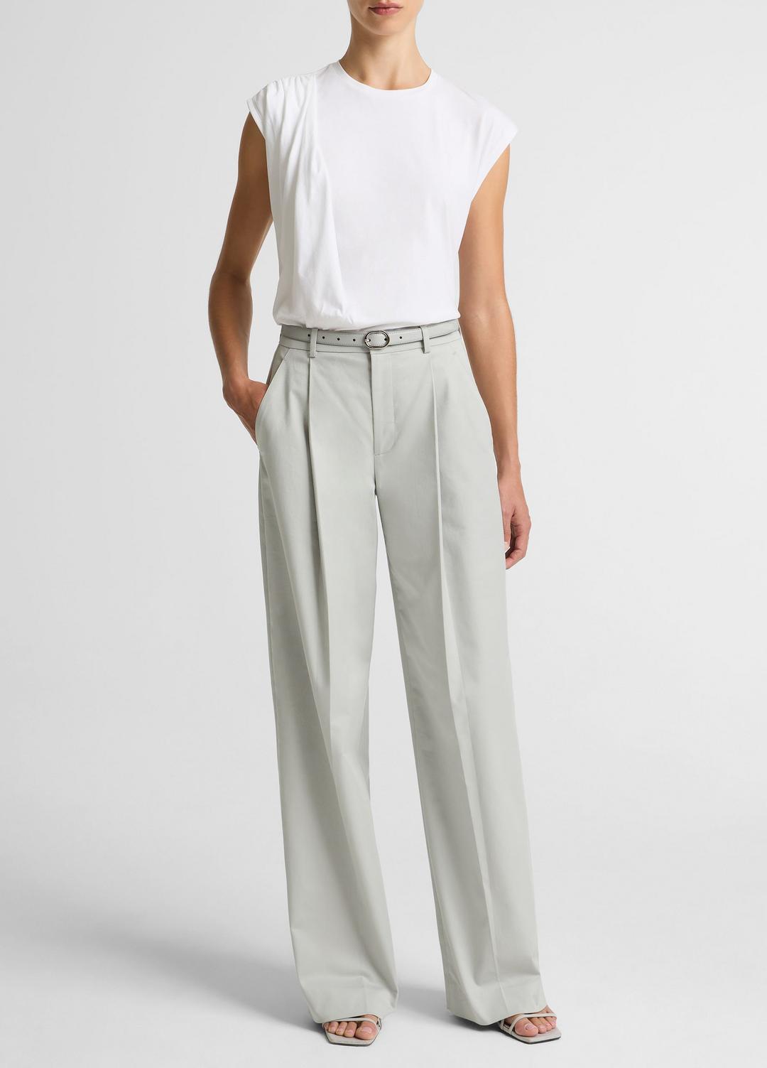 Pima Cotton-Blend Draped Relaxed Top in Tank Tops OPTIC WHITE | VINCE Women