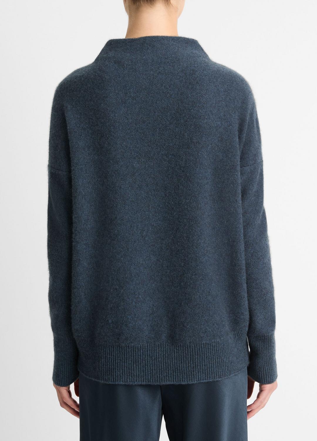 Plush Cashmere Funnel-Neck Sweater in Turtleneck HEATHER TIDE STONE | VINCE Women