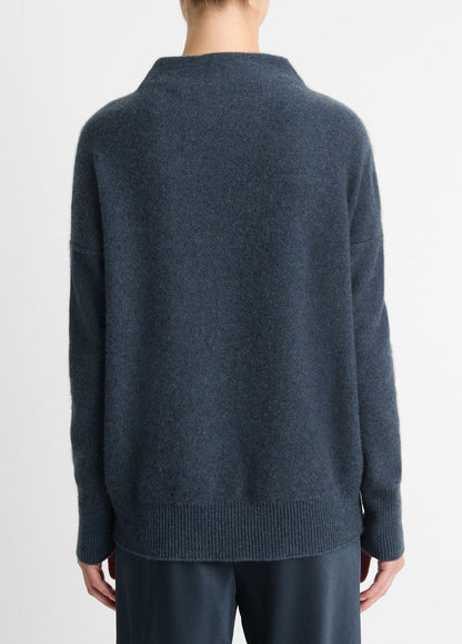 Plush Cashmere Funnel-Neck Sweater in Turtleneck HEATHER TIDE STONE | VINCE Women