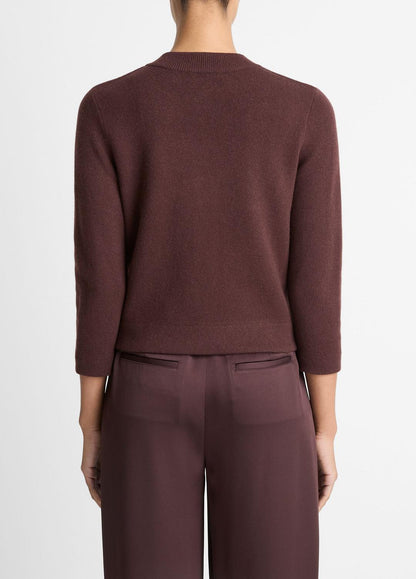 Wool-Blend Shrunken Snap Cardigan in Cardigans FIG | VINCE Women