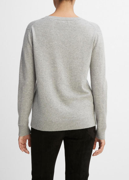 Cashmere Weekend V-Neck Sweater in V-Neck HEATHER STEEL | VINCE Women