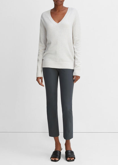 Cashmere Weekend V-Neck Sweater in V-Neck HEATHER WHITE | VINCE Women