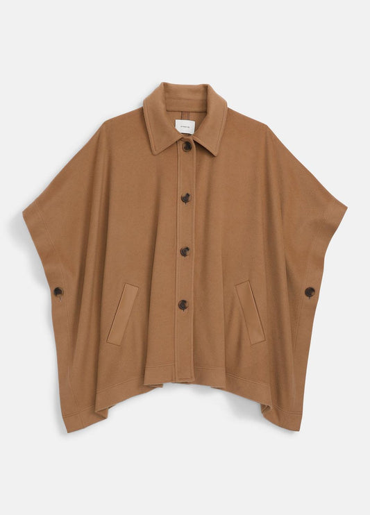 Leather-Trim Wool Cape in Accessories CAMEL | VINCE Women