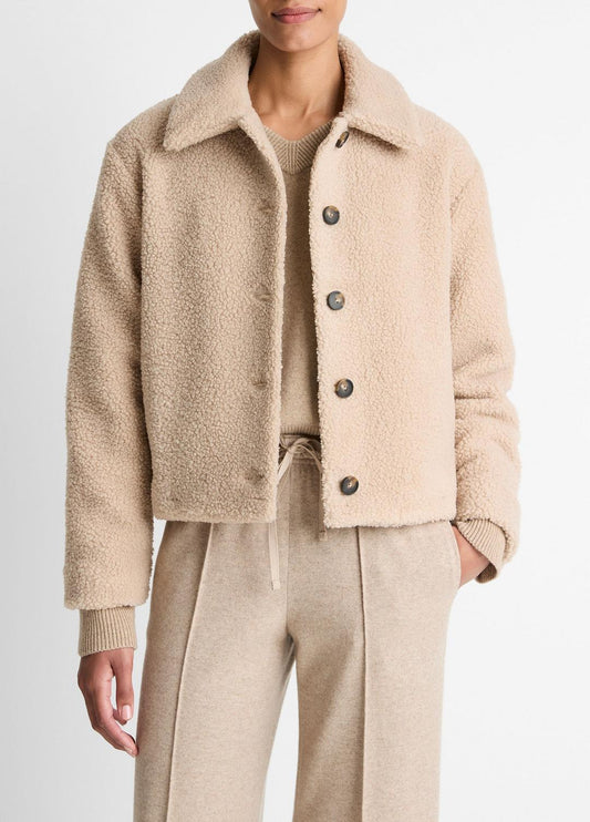 Collared Sherpa Jacket in Jackets MARZIPAN | VINCE Women