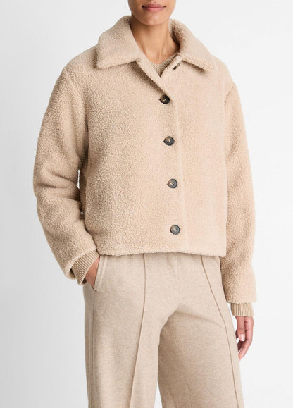 Collared Sherpa Jacket in Jackets MARZIPAN | VINCE Women