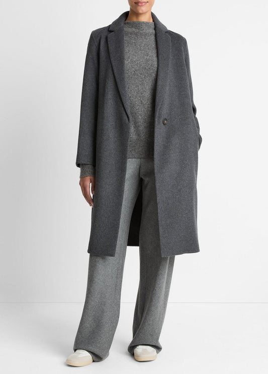 Classic Wool-Blend Straight Coat in Coats CHARCOAL | VINCE Women