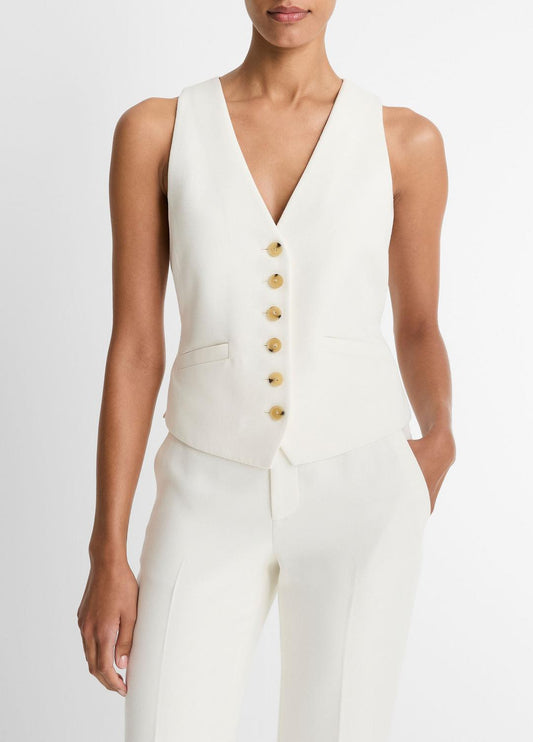 Sculptural Fitted Vest in Vests OFF WHITE | VINCE Women
