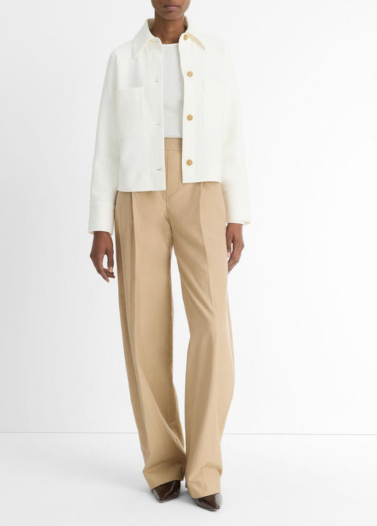 Cotton-Blend Shirt Jacket in Jackets OFF WHITE | VINCE Women