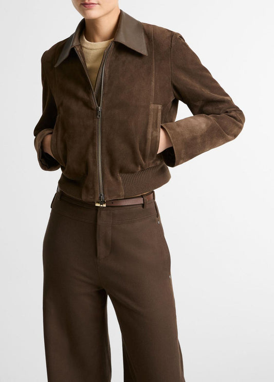 Suede Shrunken Bomber Jacket  in Jackets WILLOW | VINCE Women