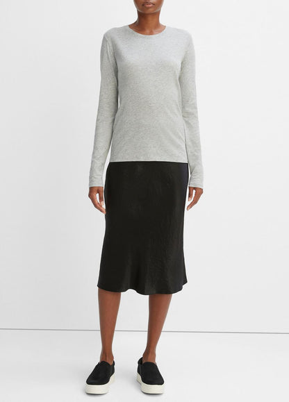 Essential Long Sleeve Crew Neck T-Shirt in Long Sleeve HEATHER GREY | VINCE Women