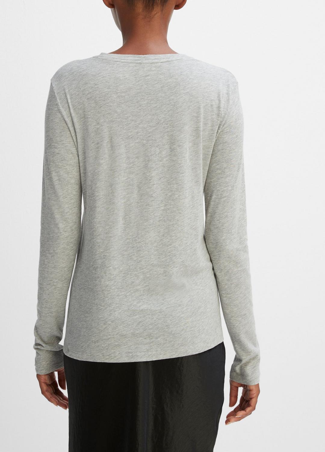 Essential Long Sleeve Crew Neck T-Shirt in Long Sleeve HEATHER GREY | VINCE Women