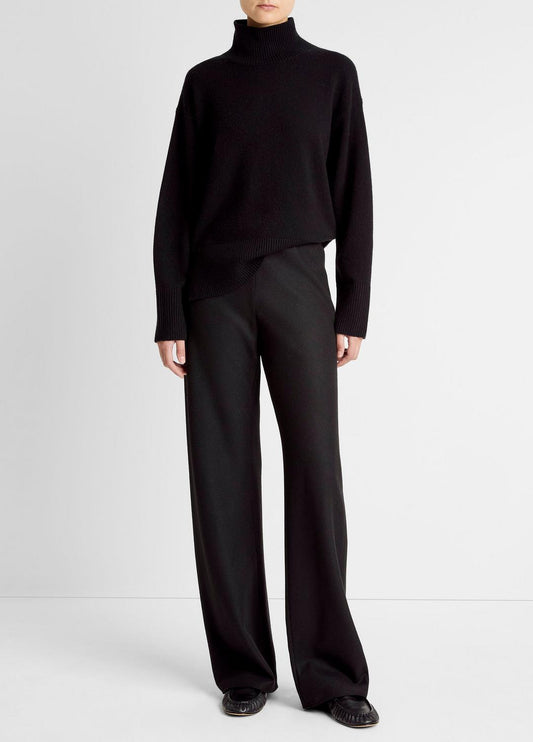 Italian Wool-Blend High-Waist Bias Pant in Trousers BLACK | VINCE Women