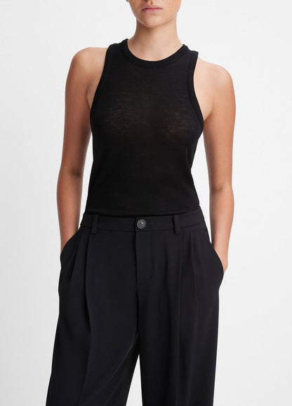 Drop-Waist Pleated Crepe Trouser in Trousers BLACK | VINCE Women