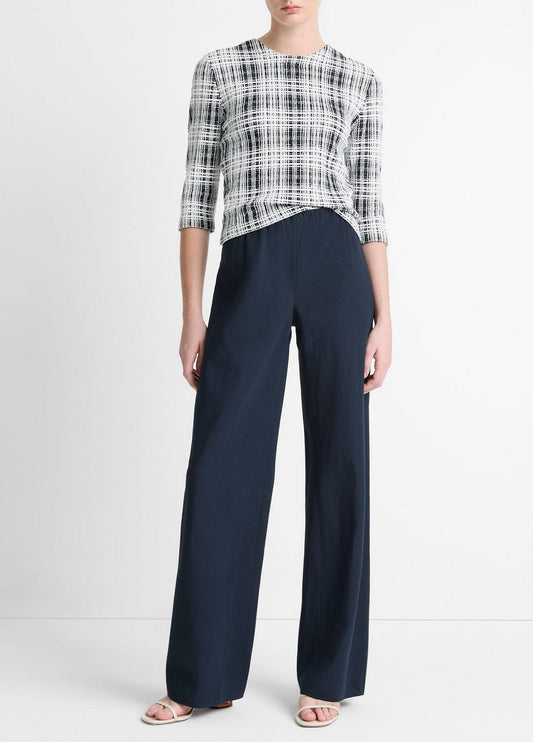 Cotton-Blend High-Waist Bias Pant in Wide Leg COASTAL BLUE | VINCE Women