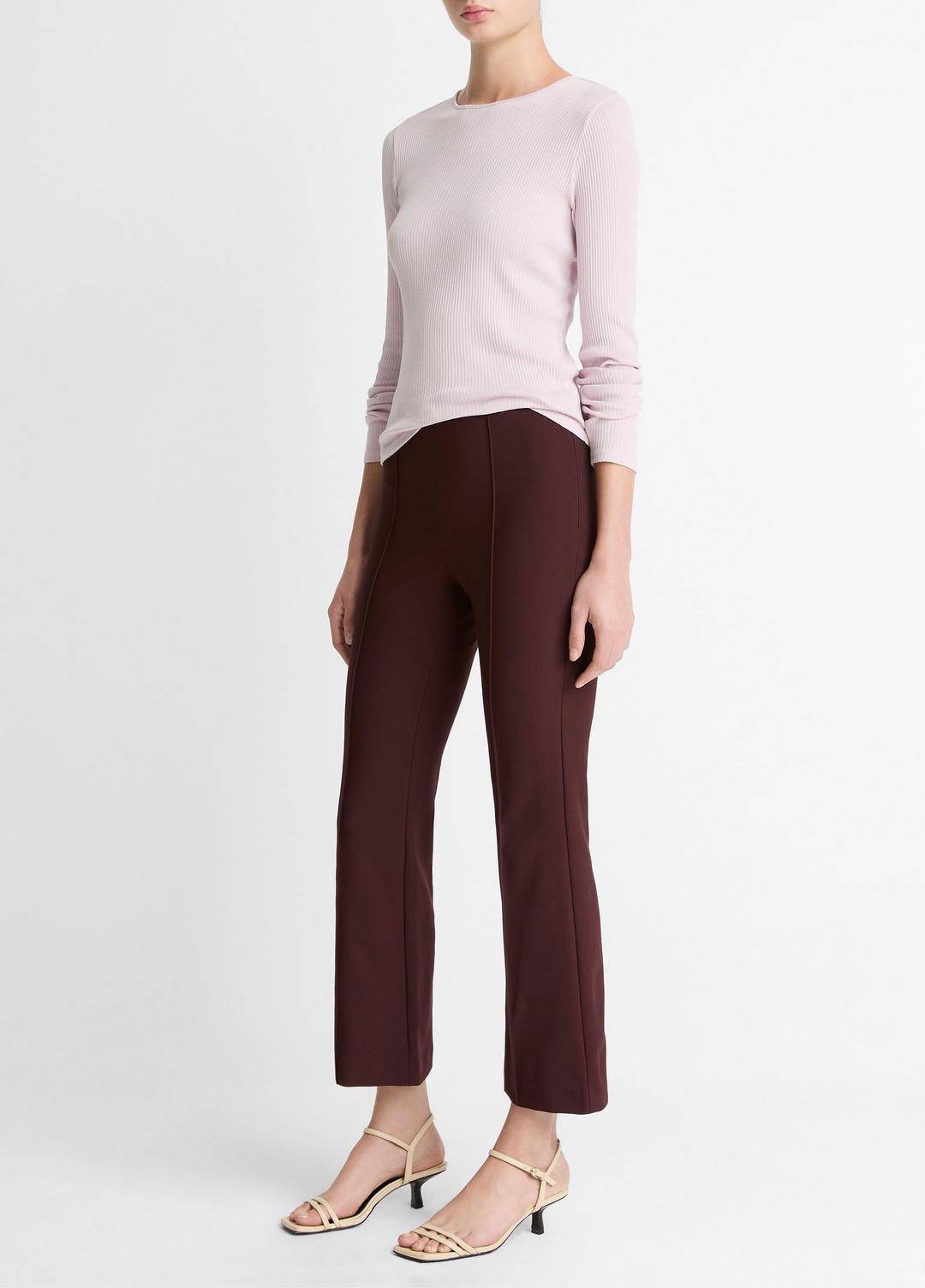 Niki Mid-Rise Pintuck Crop Flare Pant in Trousers OXBLOOD | VINCE Women