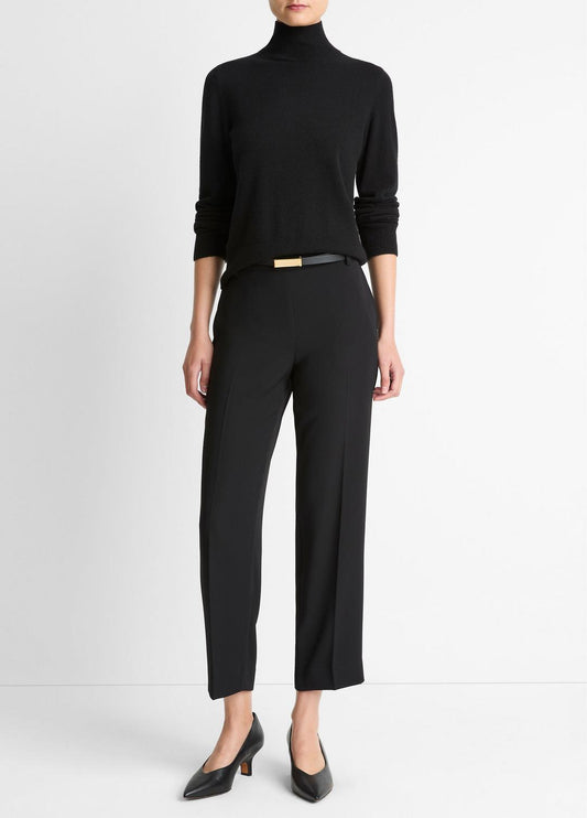 Crepe Tapered Pull-On Pant in Trousers BLACK | VINCE Women