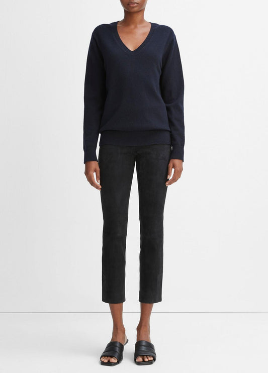 Stretch Suede Split Hem Crop Legging in Leggings COASTAL BLUE | VINCE Women