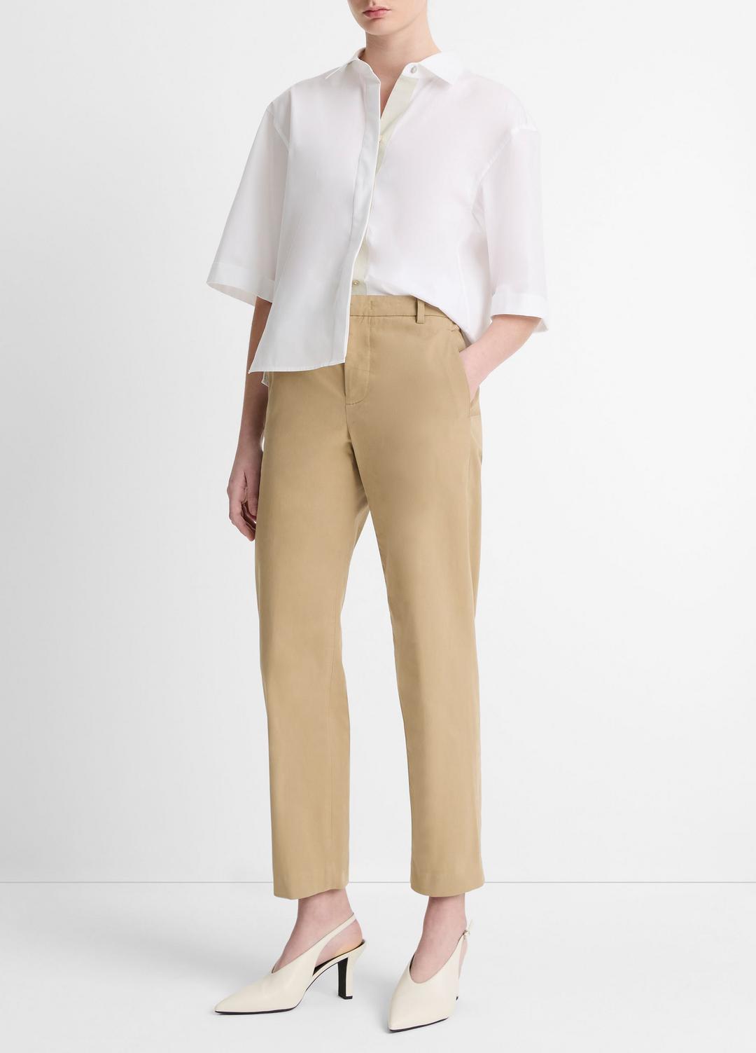 Avery Mid-Rise Italian Stretch-Cotton Chino Pant in Trousers DESERT | VINCE Women