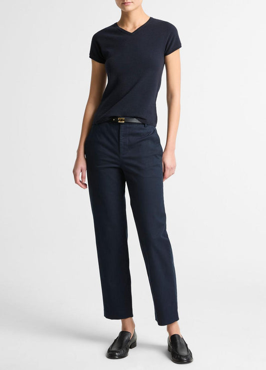 Avery Mid-Rise Italian Stretch-Cotton Chino Pant in Trousers COASTAL BLUE | VINCE Women