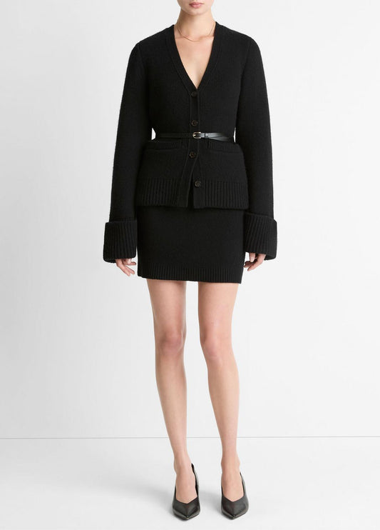 Double-Face Wool & Cashmere-Blend Mini Skirt in Skirts BLACK | VINCE Women