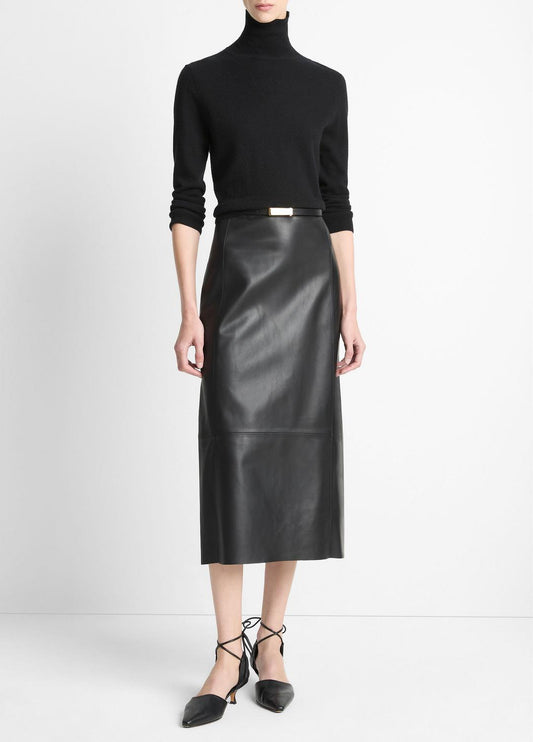 Leather Straight Skirt in Skirts BLACK | VINCE Women