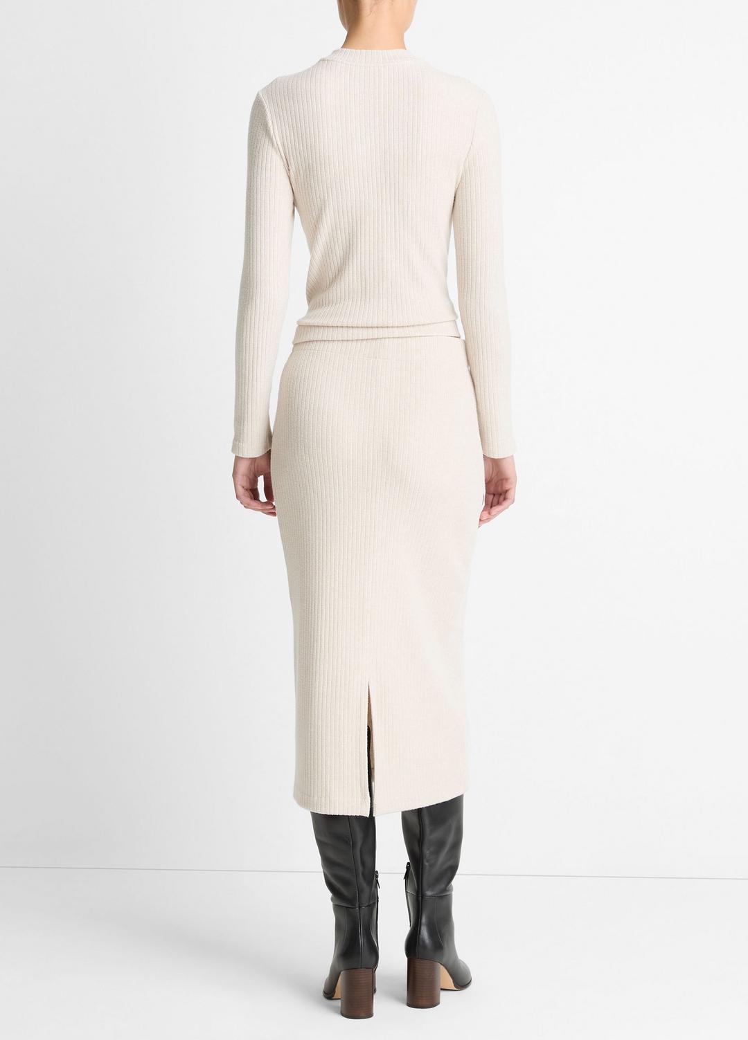 Cozy Rib Midi Skirt in Skirts HEATHER CREAM OAT | VINCE Women