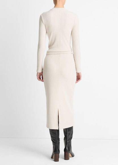 Cozy Rib Midi Skirt in Skirts HEATHER CREAM OAT | VINCE Women