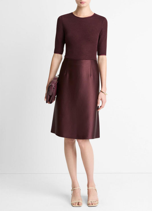 Satin A-Line Knee Skirt in Skirts OXBLOOD | VINCE Women