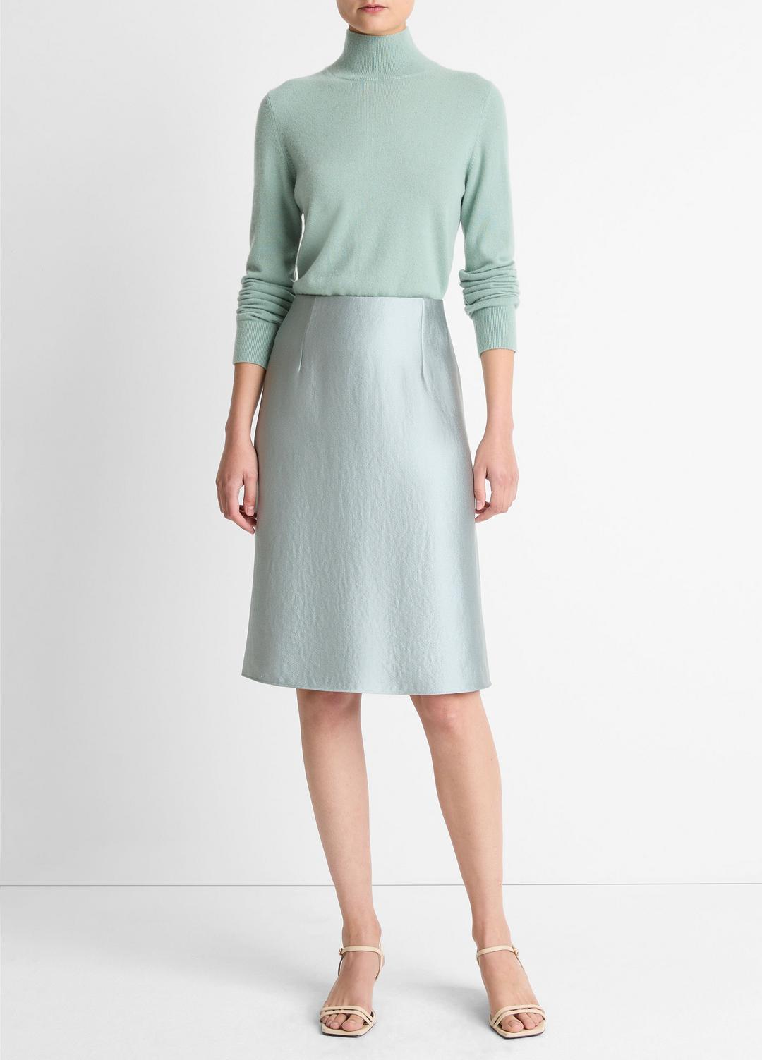 Satin A-Line Knee Skirt in Skirts ALOE STONE | VINCE Women