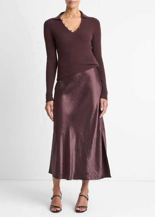 Satin Side-Slit Slip Skirt in Skirts FIG | VINCE Women