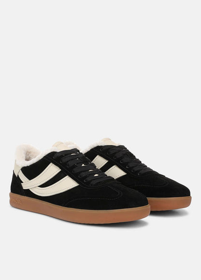 Oasis Suede & Shearling Sneaker in Sneakers BLACK | VINCE Women