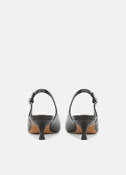 Sabra Leather Slingback Heel in Heels BLACK | VINCE Women