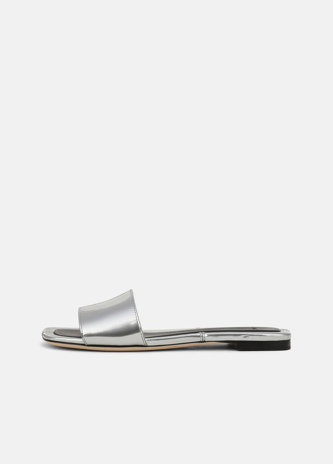 Valeria Metallic Leather Slide Sandal in Sandals SILVER | VINCE Women