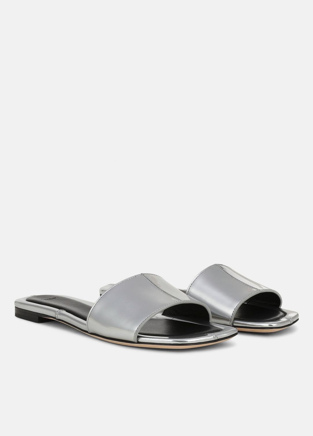Valeria Metallic Leather Slide Sandal in Sandals SILVER | VINCE Women