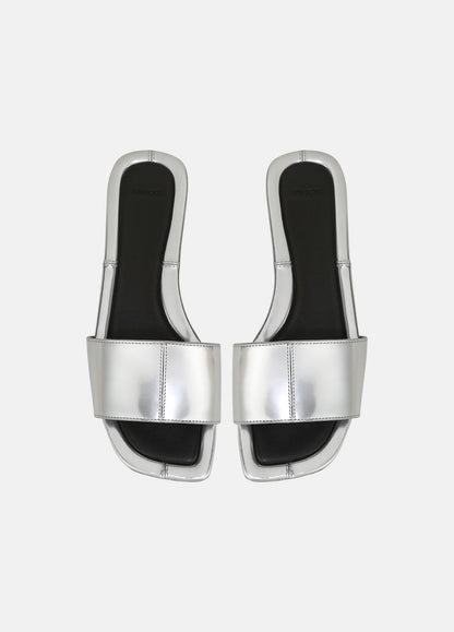 Valeria Metallic Leather Slide Sandal in Sandals SILVER | VINCE Women