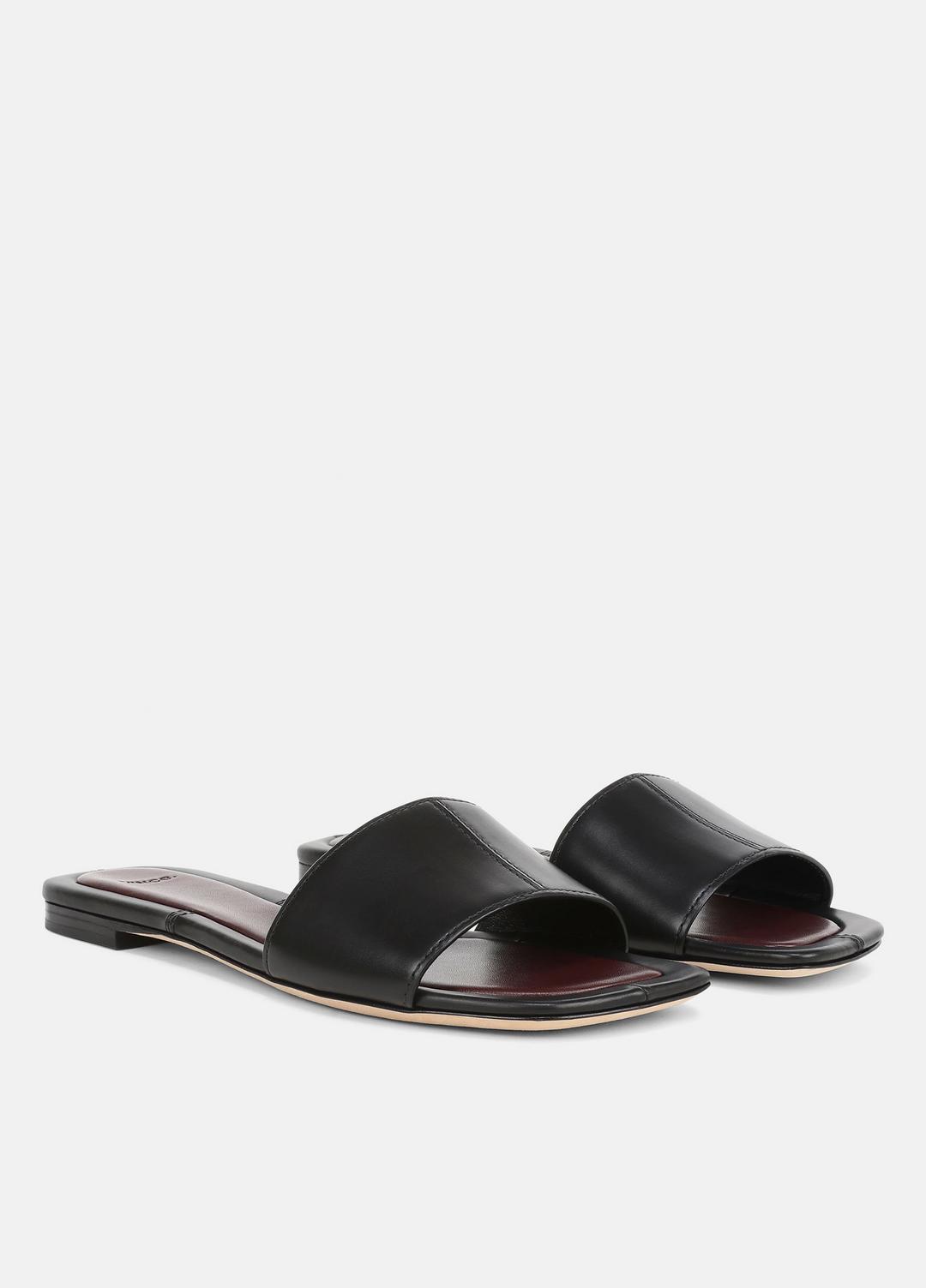 Valeria Leather Slide Sandal in Sandals BLACK | VINCE Women