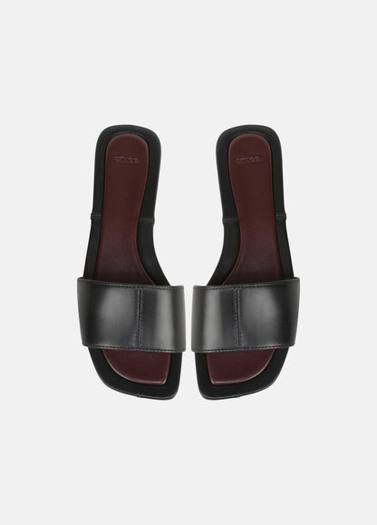 Valeria Leather Slide Sandal in Sandals BLACK | VINCE Women